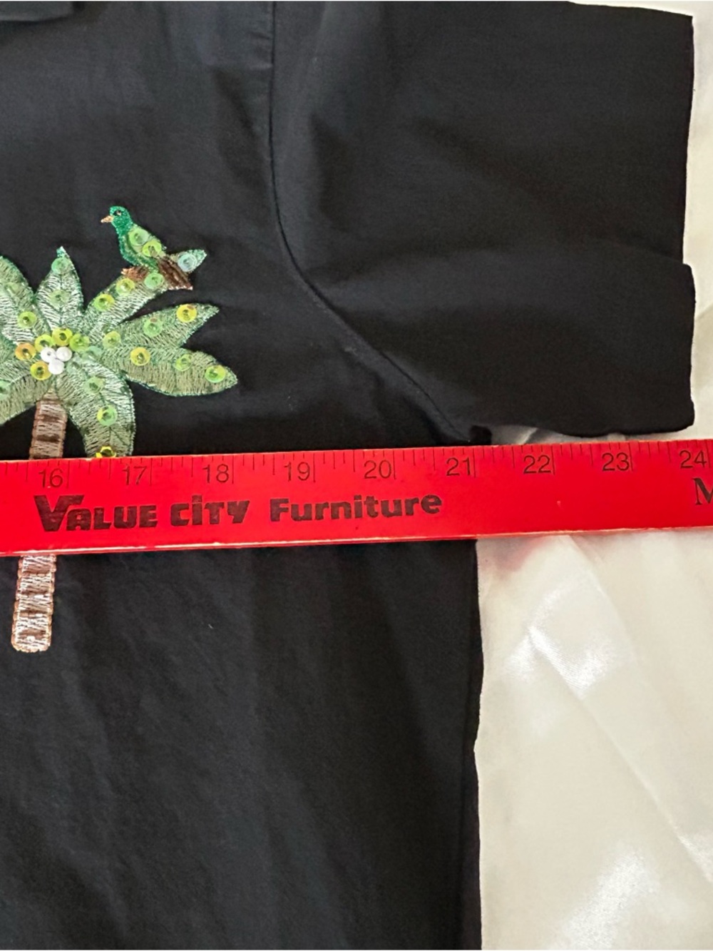 Vtg JANE ASHLEY Button Up Shirt Women's Size Medium Embroidered Sequins Tropical - Picture 6 of 8